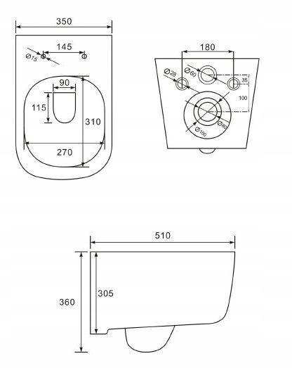 ZESTAW WC STELAŻ GEBERIT MISKA MEXEN STELLA BIAŁA Szerokość miski 35 cm