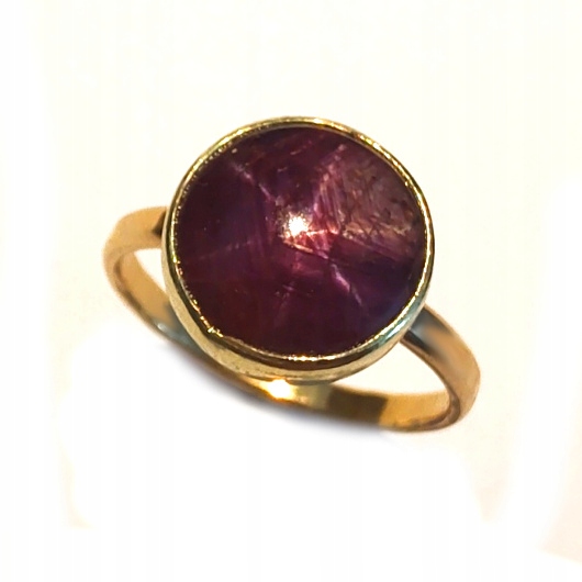 Rubin vzácný Prsten Bordó zlatý Zlatý rubín hvězdný asterismus