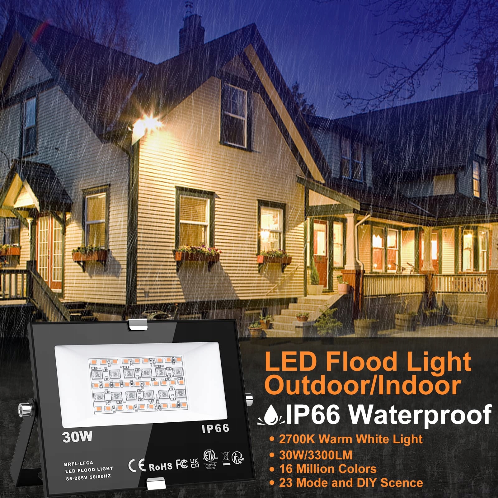 Reflektor LED RGB Bluetooth Zewnętrzny Wodoodporny 2 Sztuki 30W IP66 CHANGM — miniatura 2