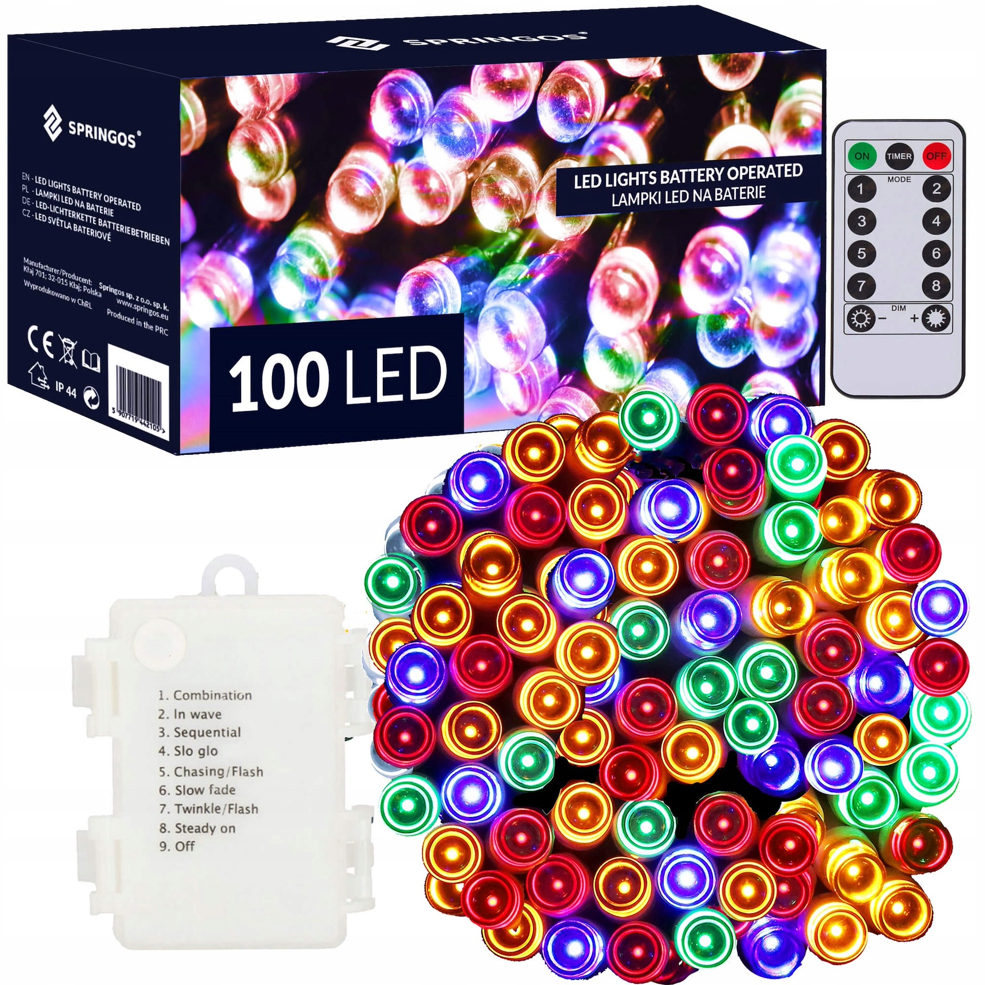 Vánoční osvětlení na stromeček 100 Led 10m Venkovní S Dálkovým Ovládáním Girlanda IP44 Na Baterie