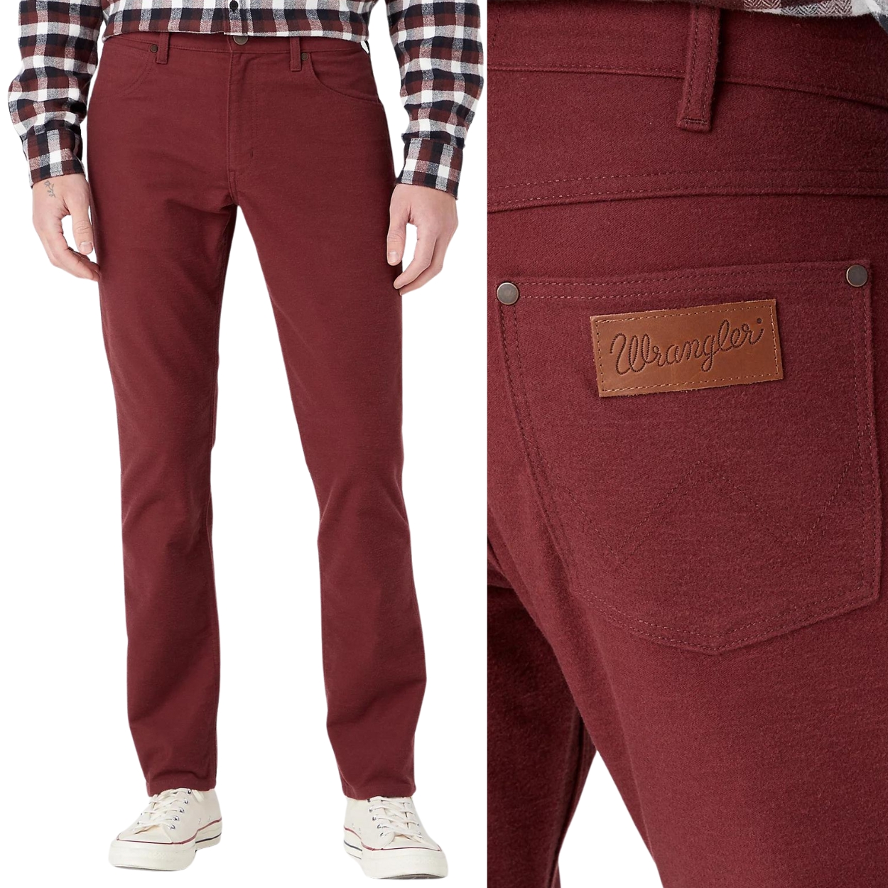 Wrangler Greensboro Dahlia teplé vínové látkové kalhoty W33 L32