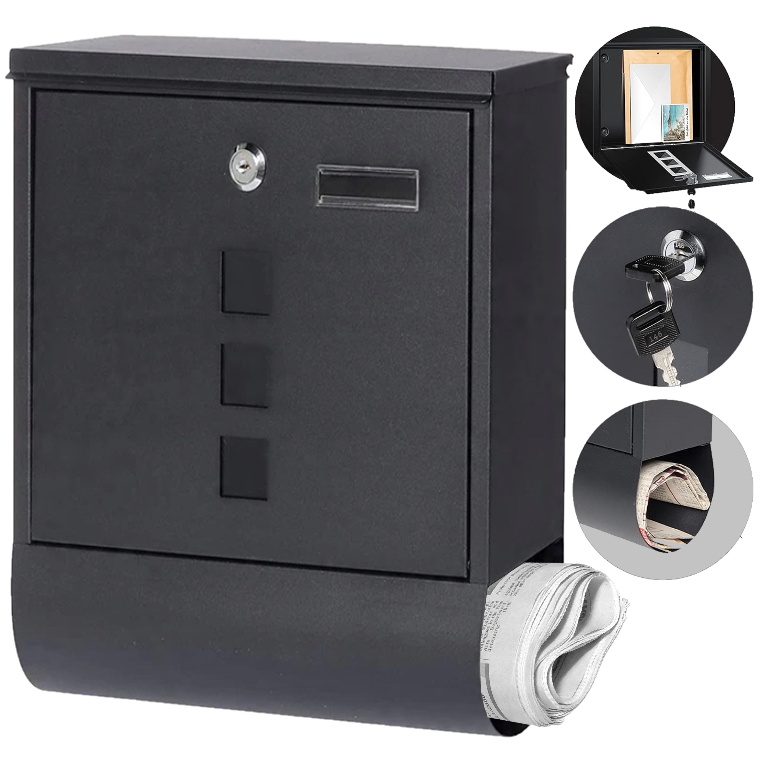 Poštovní Schránka Na Dopisy Tuba Na Noviny Černá Klíček Hledáček