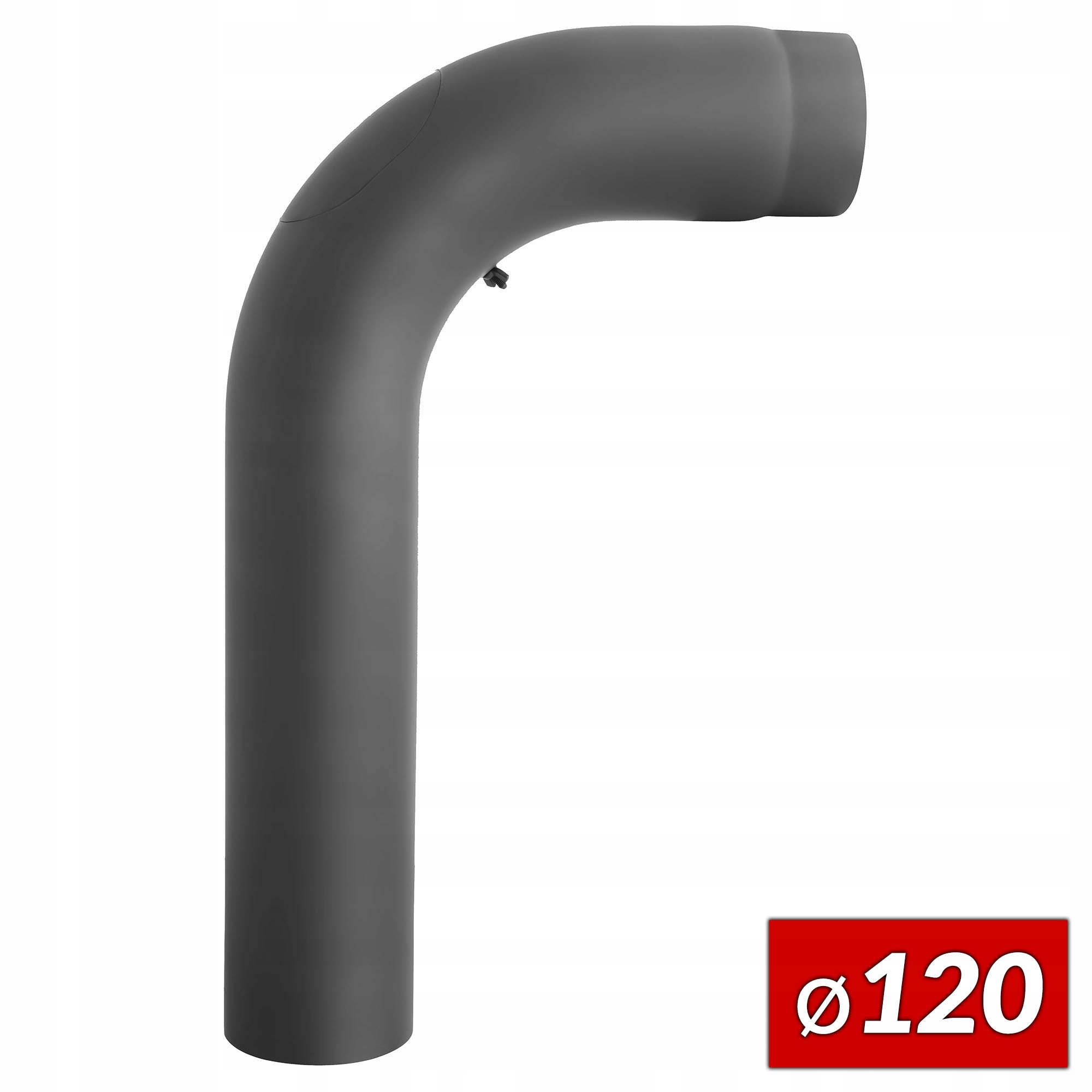 Koleno ohýbané z čierneho plechu 2 mm vysoké s revíziou Darco 120 mm