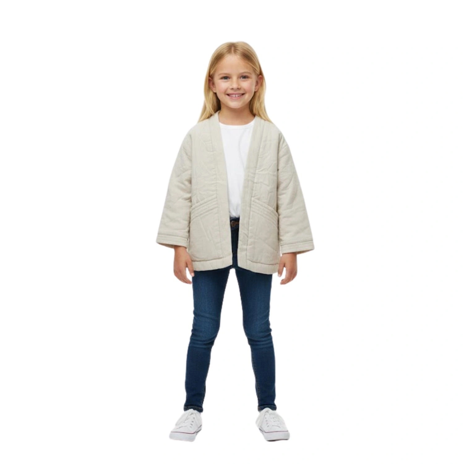 Kurtka dla dziewczynki Zara lniana be zapięcia kimono r. 120 cm 6-7 lat
