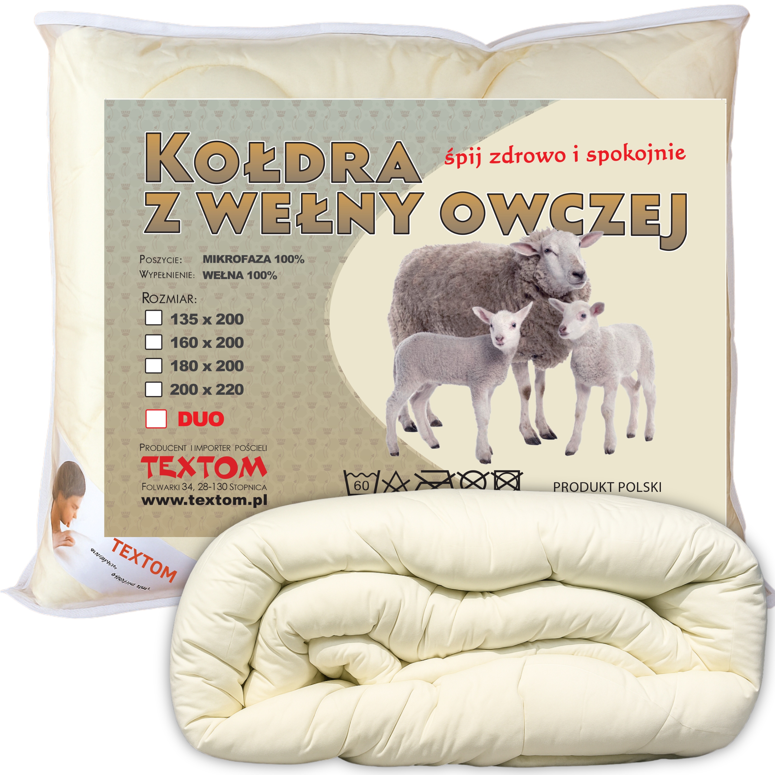 Přikrývka z ovčí vlny 200 x 220 cm Zimní vlna Teplá Hrubá Měkká Ecru