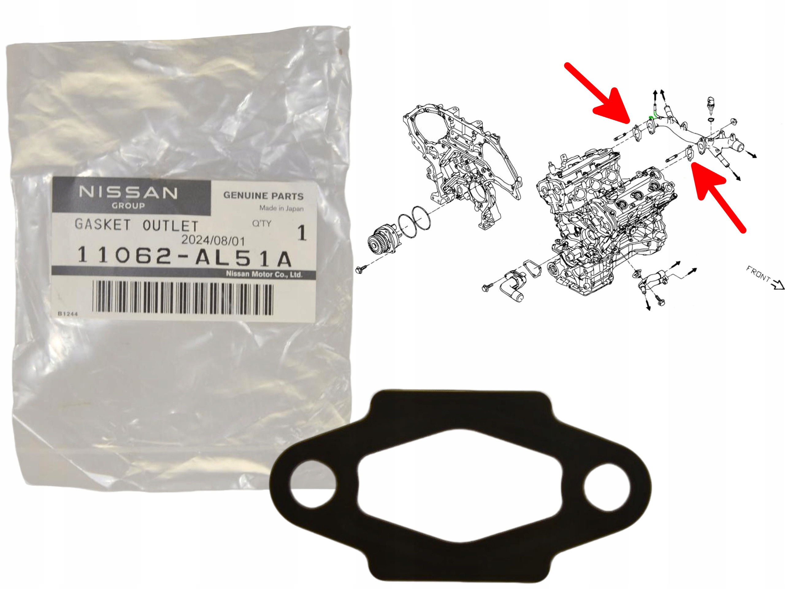 Těsnění Vodního Potrubí 11062-AL51A Oe Nissan 350Z 370Z Murano