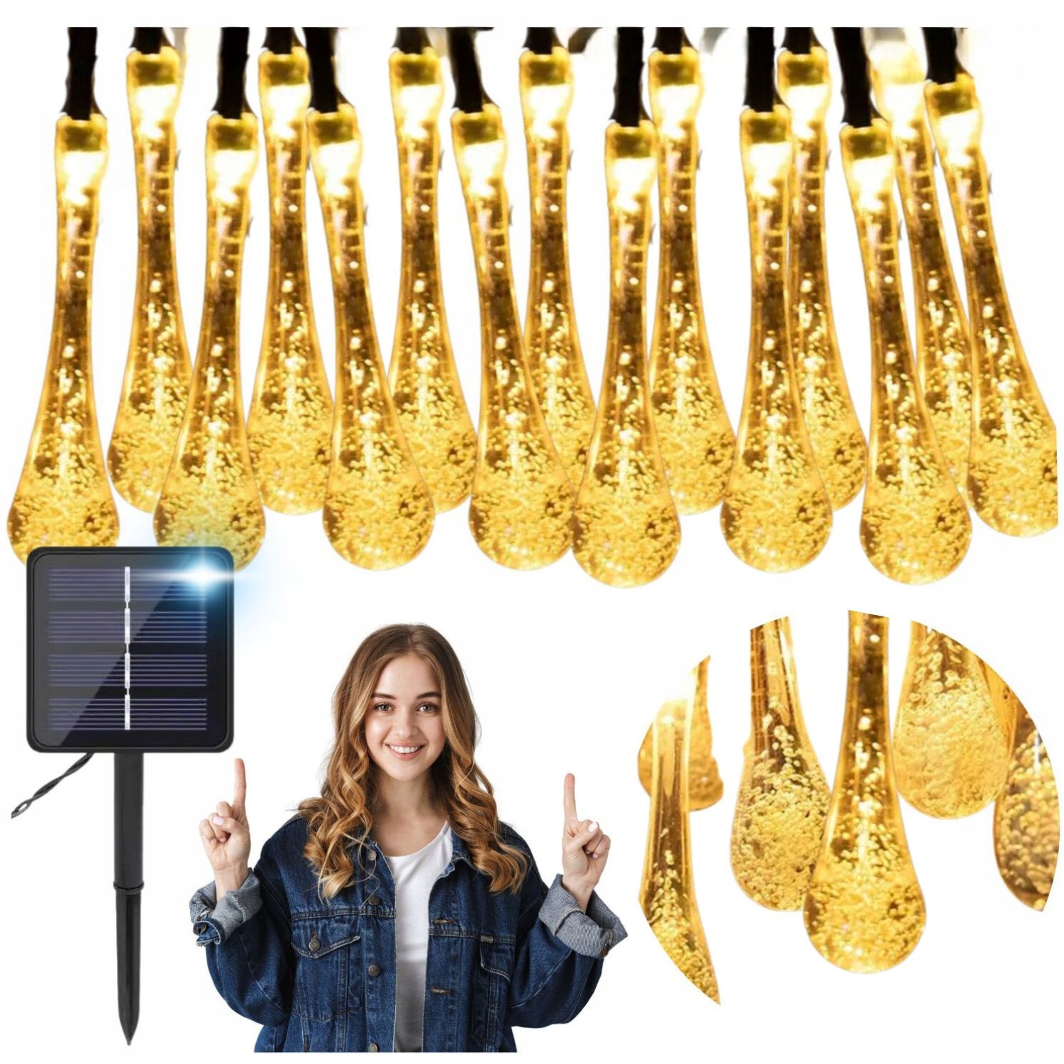 LAMPKI GIRLANDA SOLARNA ŚWIETLNA LED OGRODU BALKON OŚWIETLENIE OGRODOWE