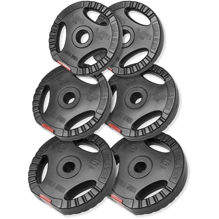 Gorilla Sports Sada činkových kotoučů s úchopem, 17,5 kg