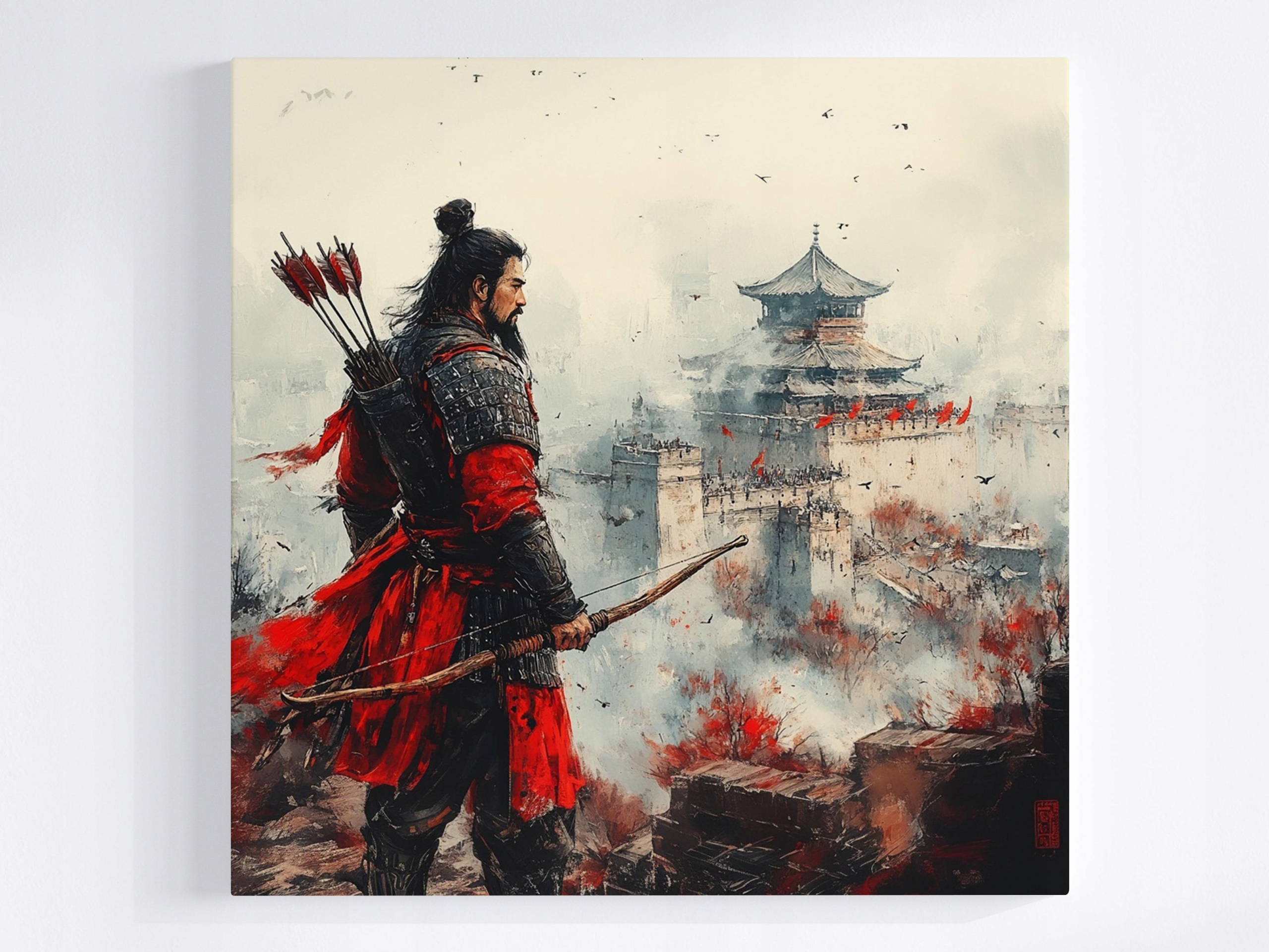 Obraz Na Plátně Canvas Japonsko Asie Samuraj Bojovník Lukostřelec Pagoda 80x80