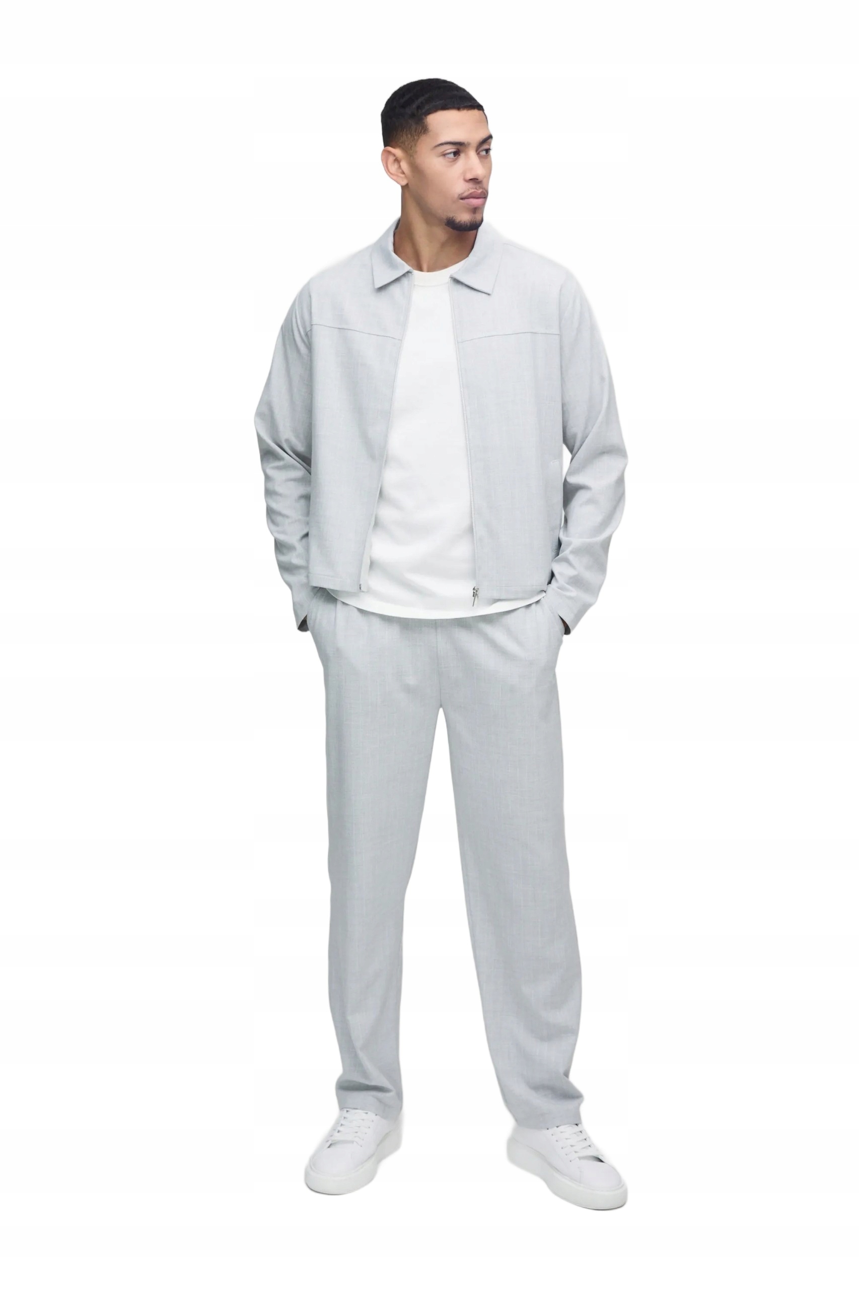 Boohooman Pánský Šedý Komplet Bez Vzoru S Klasickým Střihem M Z3A