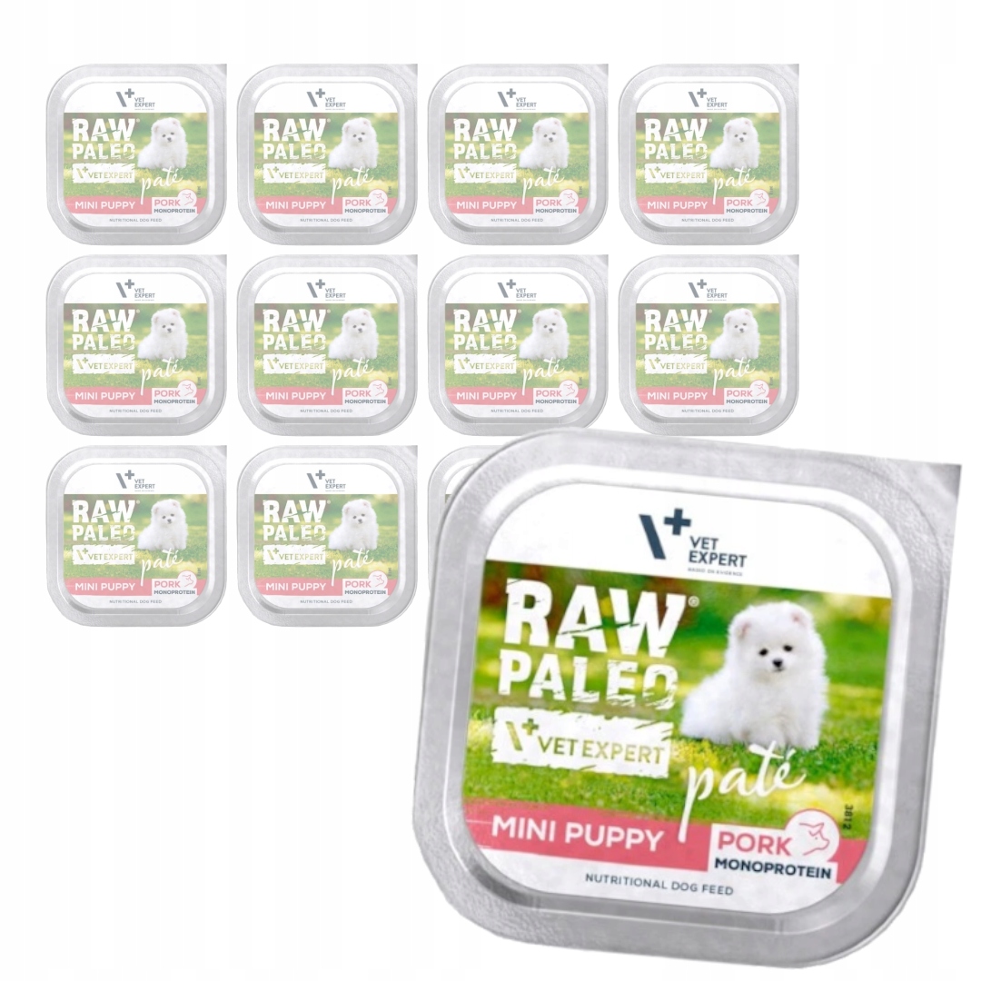 Levně Raw Paleo Pork Mini Puppy 12x150g Krmivo Paštika pro štěňata malých plemen