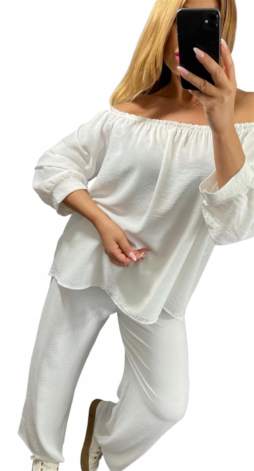 Z937 Komplet Halenka A Kalhoty Na Gumu Bílá vel. 54 (7XL)