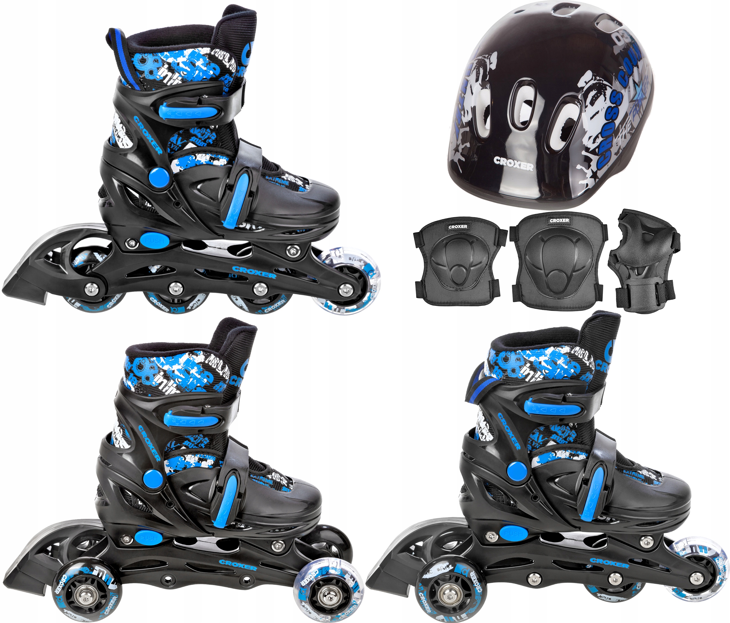 

Rolki-Wrotki 3w1 Croxer Pilot 34-37 kask ochr