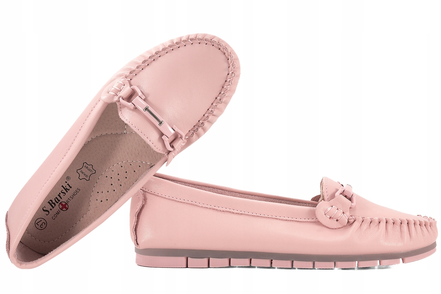 S.barski LR51-547 Dámské Mokasíny Polobotky Balerínky Kůže pink 37 Růžová