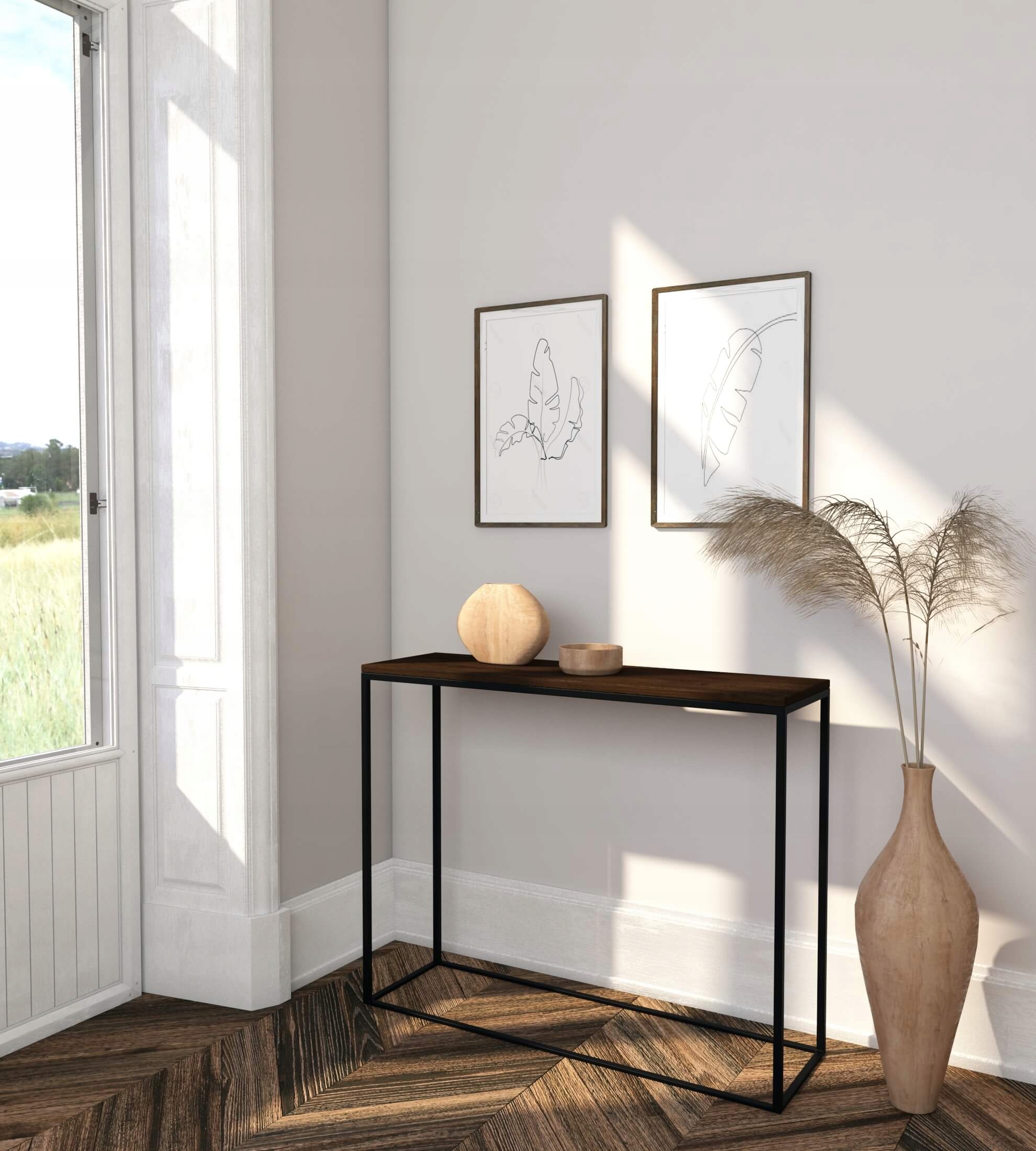 Konsola loft przedpokój nowoczesna Merrion Wysokość mebla 80 cm