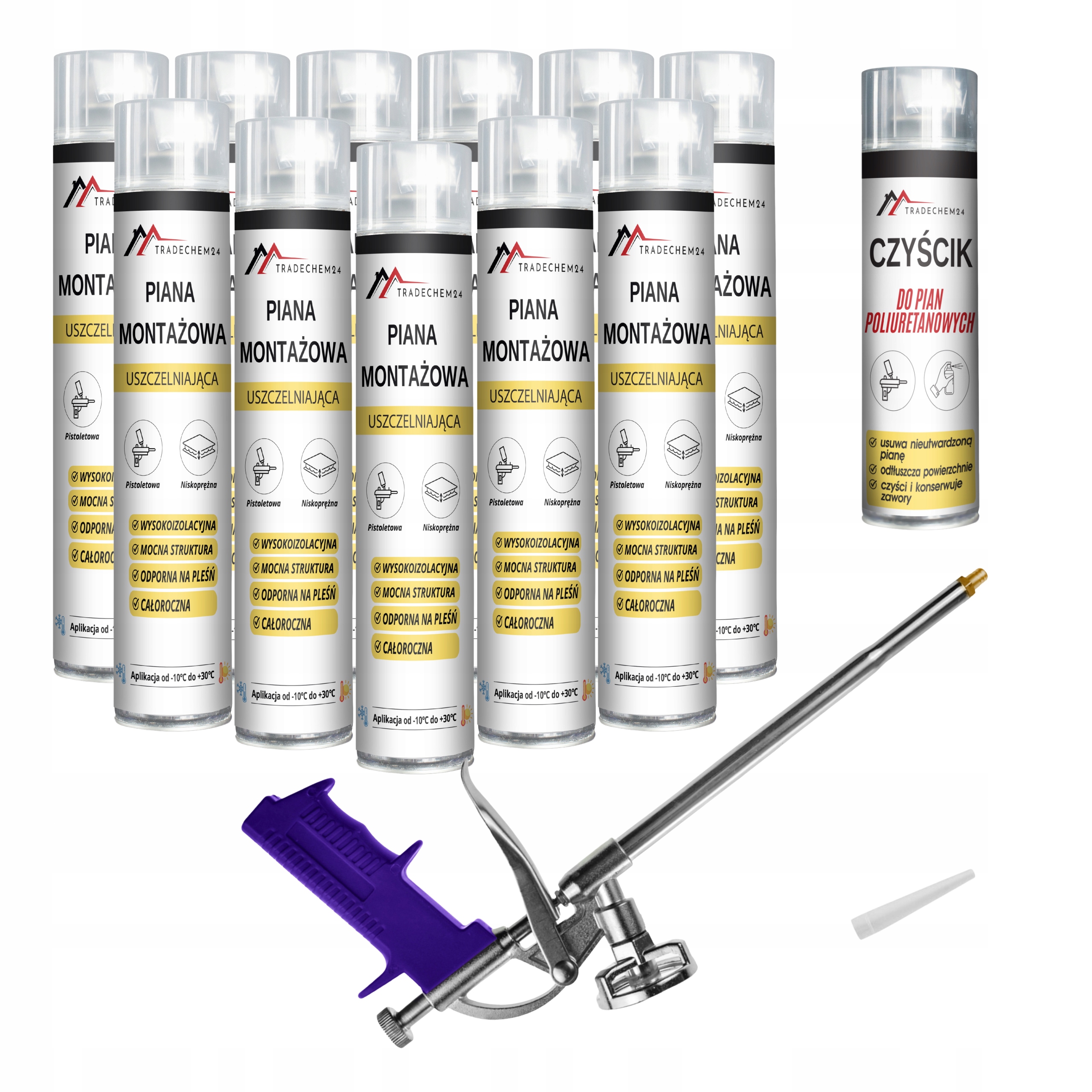 Nízkotlaká Pistolová Pěna Montážní Pěna 750 ML Čistič Pistole