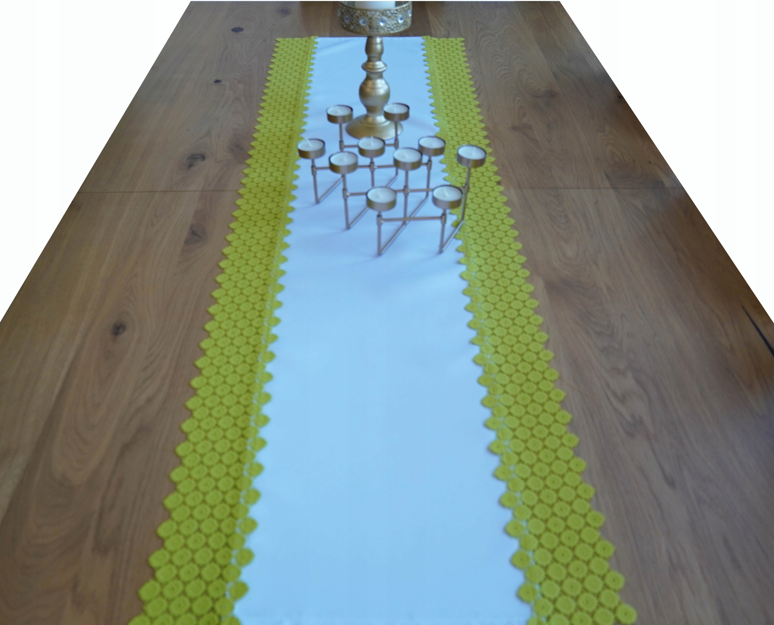 

Mg Bieżnik nakładka Biały koronka Oliwka 45x150