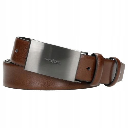 Pásek Kožený Opask elegantní Pravá Kůže plná přezka Wojas hnědý 100