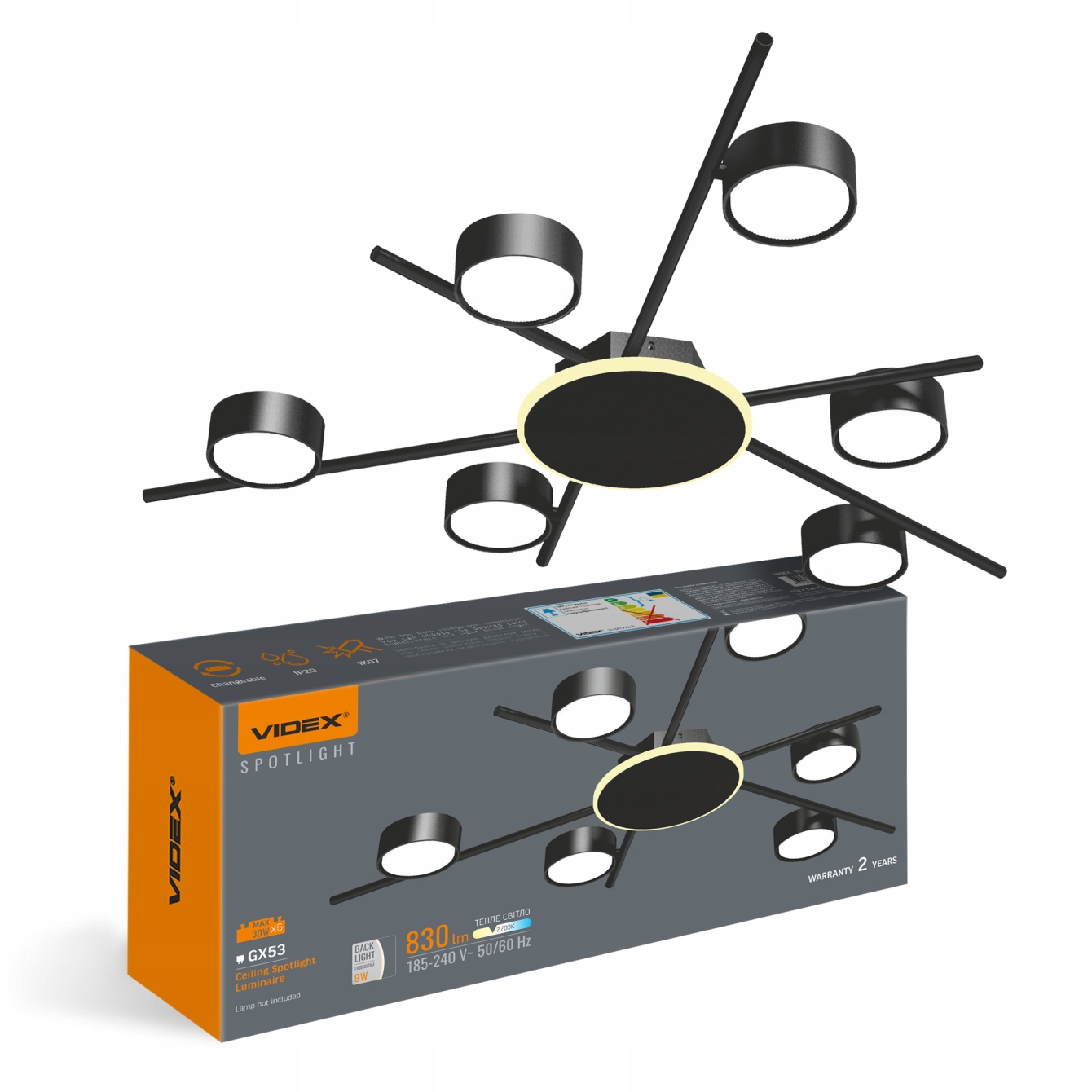 Stropní Svítidlo Halogenové Led svítidlo 6X GX53 Spot Pohyblivé nástěnné svítidlo Reflektor
