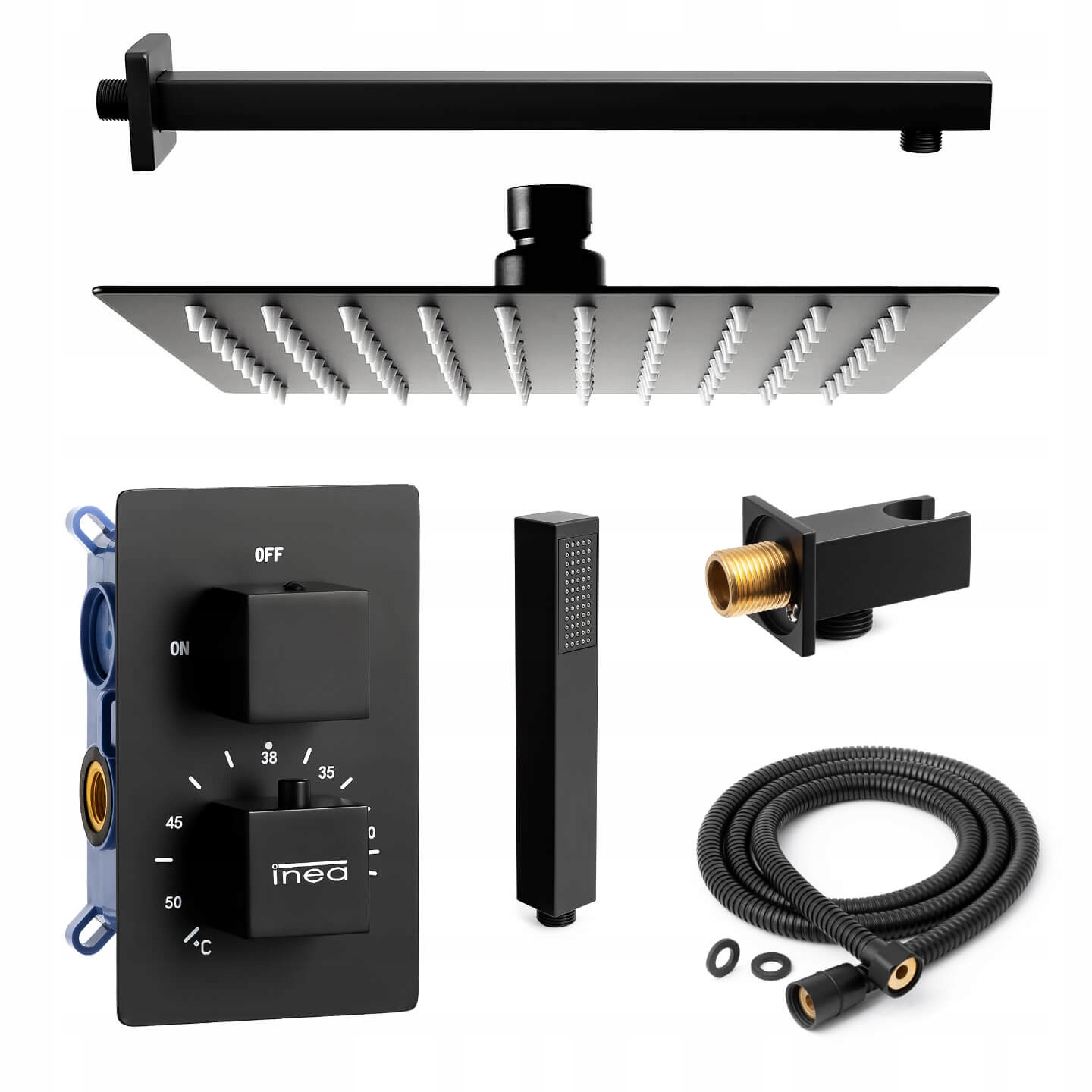 Podomietková Sprchová Súprava Čierna Matná Sprchová Súprava S Dažďovou Sprchou