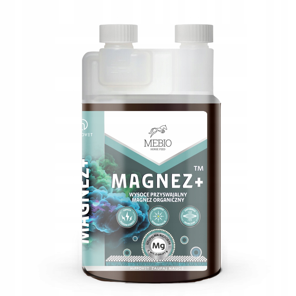 Suplement Mebio – Magnez+ 1000 ml 1 kg dla koni nerwowych lub z niedoborem