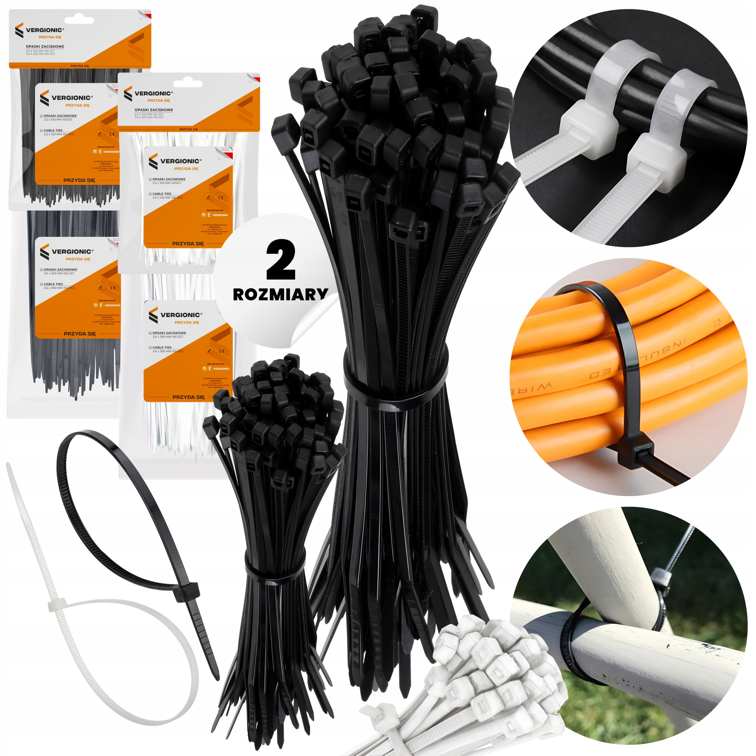 Zestaw opasek zaciskowych kablowych trytytki ziperki mocne Uv 200szt Różne