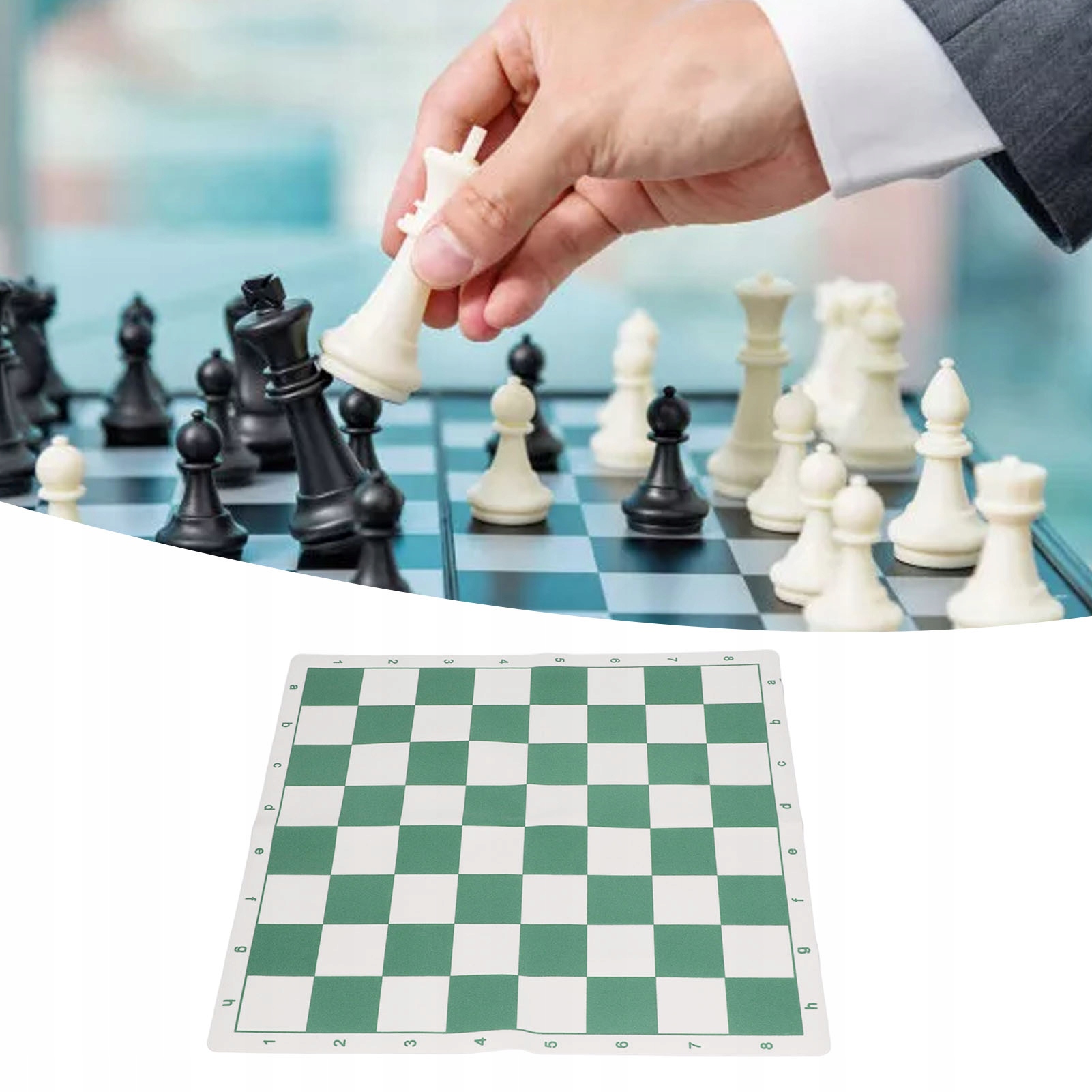 SZACHOWNICA WINYLOWA ZIELONA, POLE 43 MM Stan opakowania oryginalne