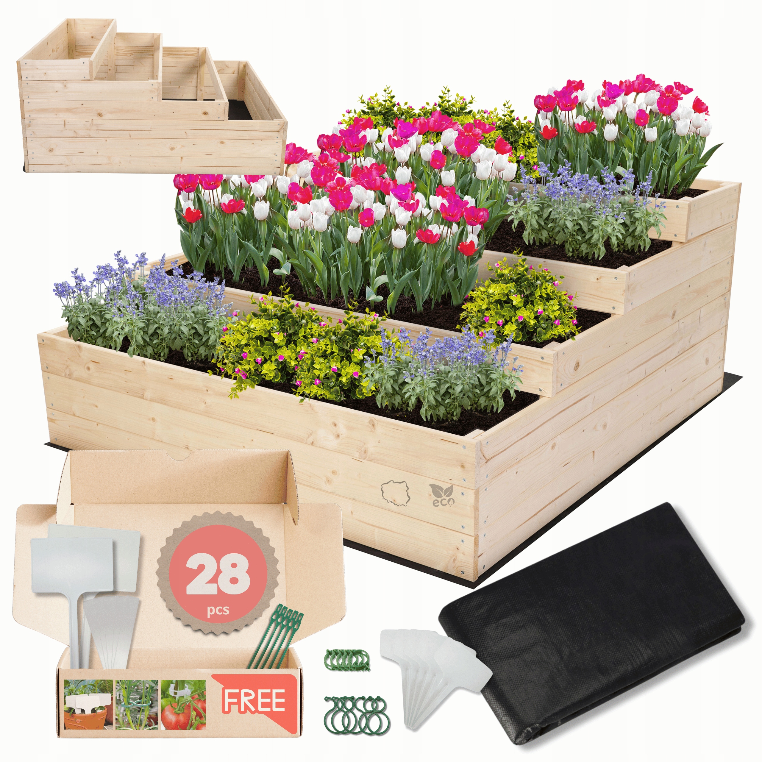 Vyvýšený záhon zeleninový záhon dřevěná kaskádová impregnace 54x120x120 eko