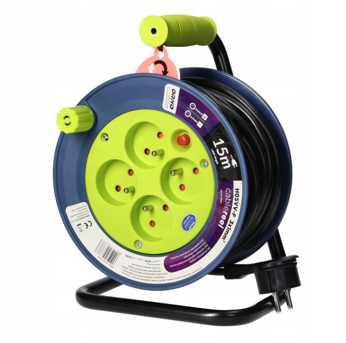 Orno OR-AE-1339/L Przedłużacz bębnowy Mini, 4 gniazda 2P+Z, metalowy stojak