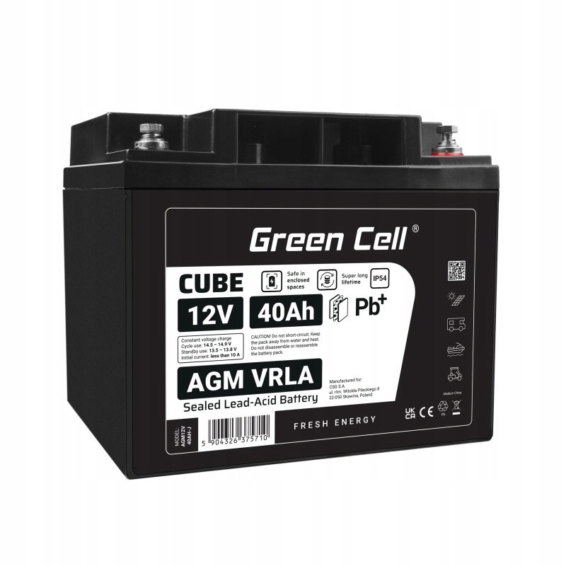 Green Cell Akumulátor Agm Vrla 12V 40Ah IP54