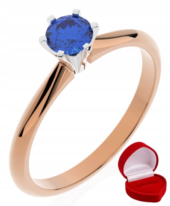 Zlatý Prstýnek 585 14k Safír 0,30 ct Růžové Zlato R10