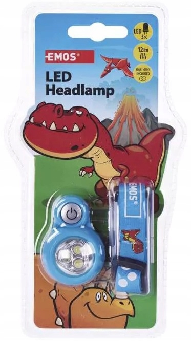 MAS24 LATARKA CZOŁOWA EMOS P3540 DINO 3xLED NIEBIE Kolor dominujący odcienie niebieskiego