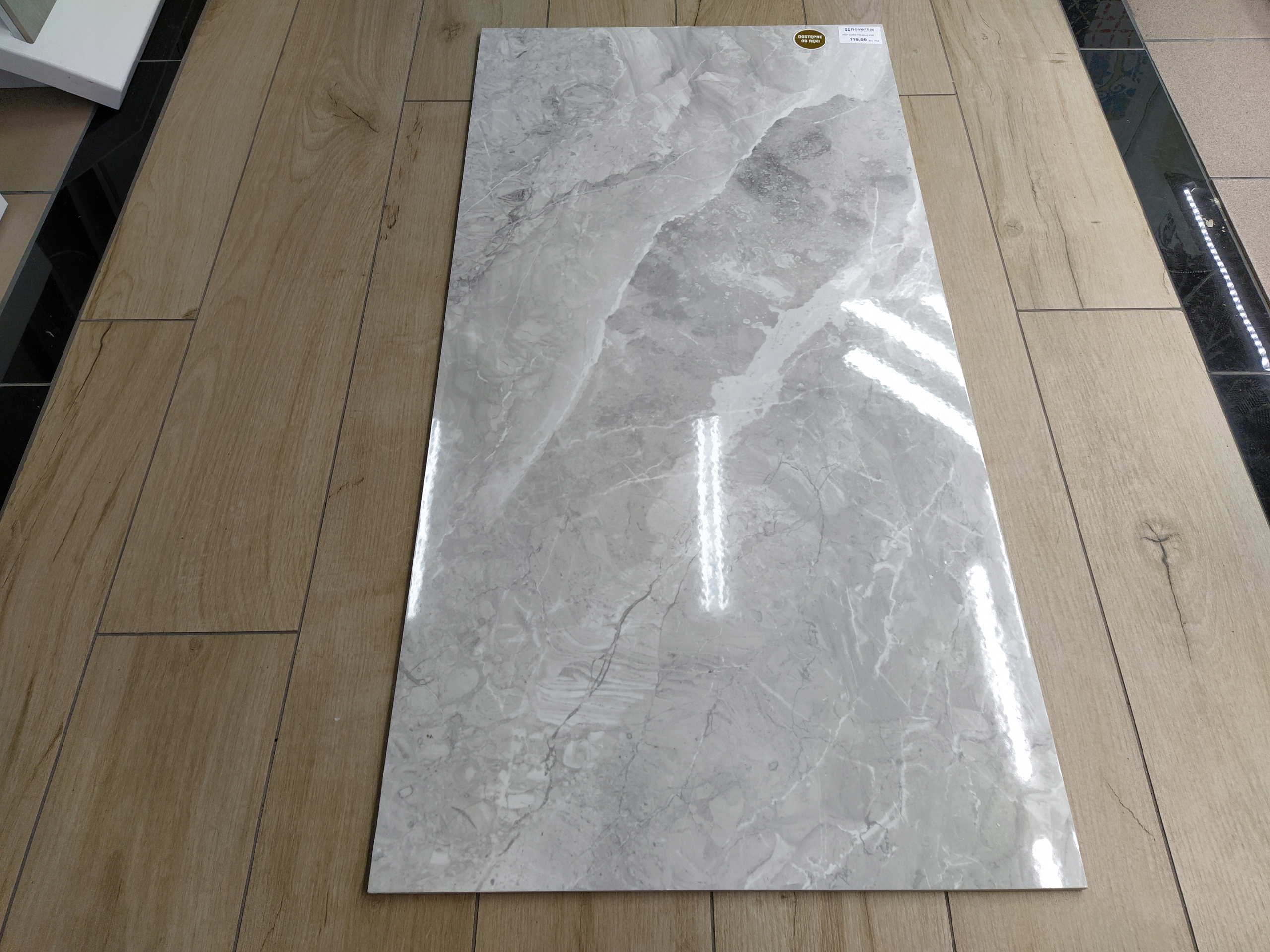 Szary jasny marmur gres szkliwiony 120x60 połysk Typ gres