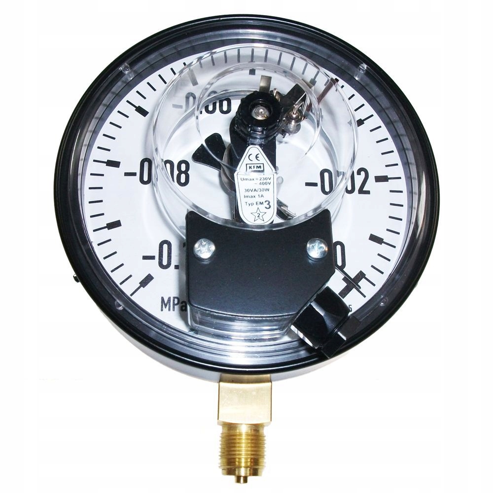 -0,1MPa/0 (-1BAR) Wakuometr kontaktowy 160mm M20x1,5 styki EM3 Nc/no Kfm