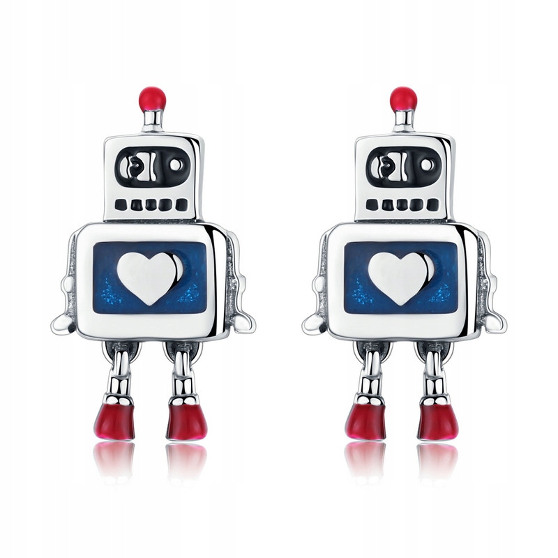 

Piękne srebrne kolczyki Robocik