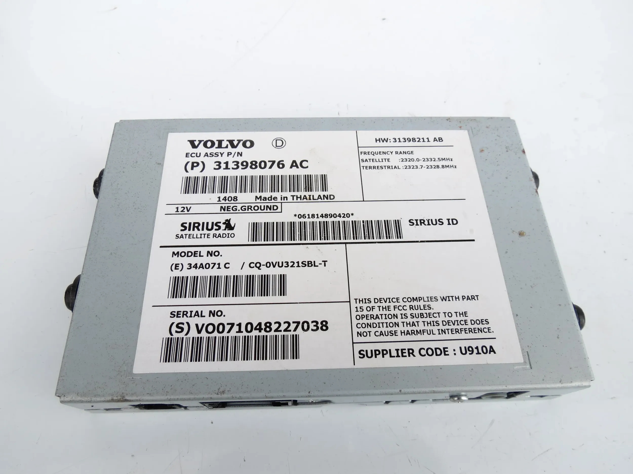 module control unit TUNER navigation devices GPS VOLVO S60 II V60 and XC60 and 31398076