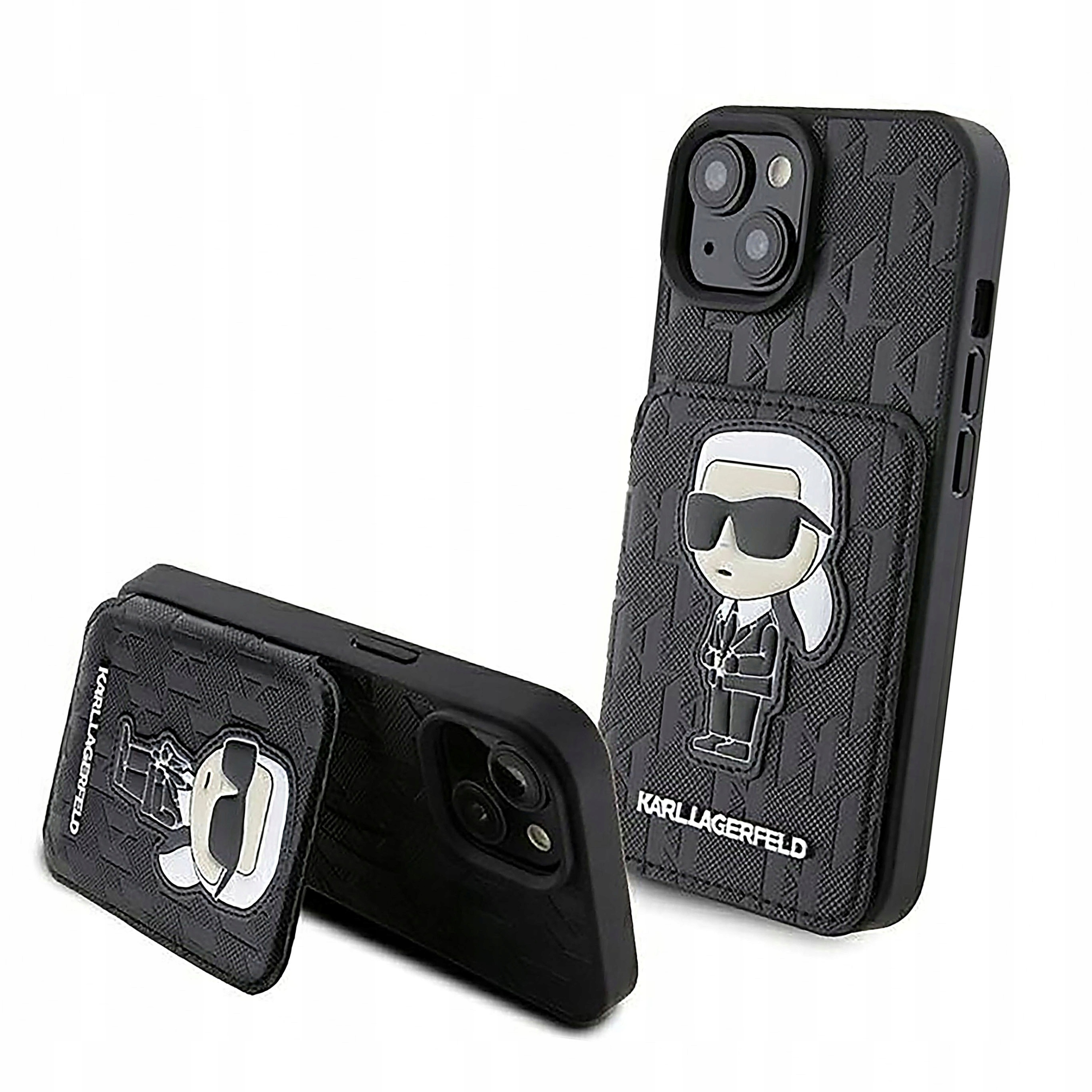 Karl Lagerfeld Saffiano Cardslots Stand Monogram Ikonik Patch do iPhone 15