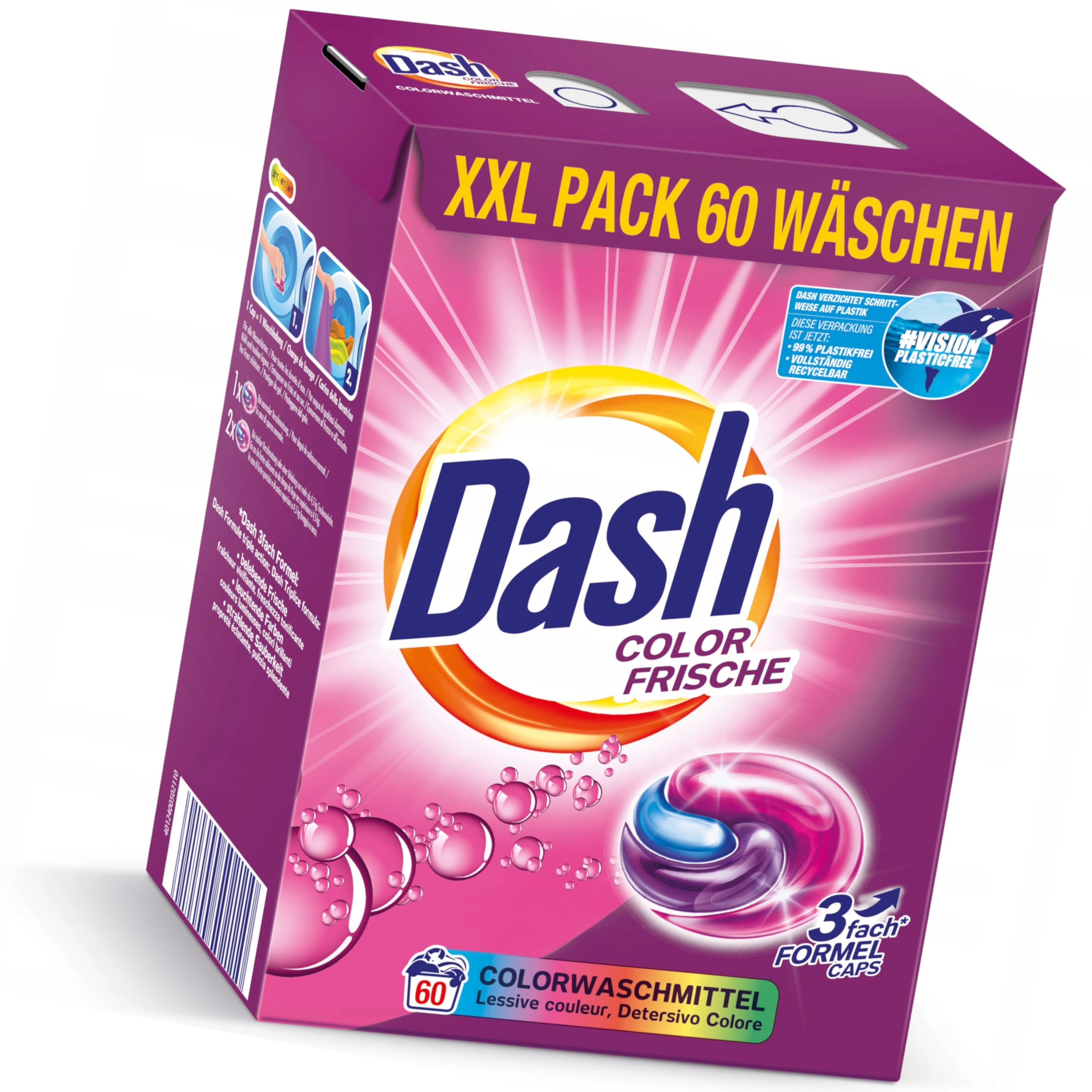 Levně Kapsle na praní Dash Color Frische 3in1 60 ks