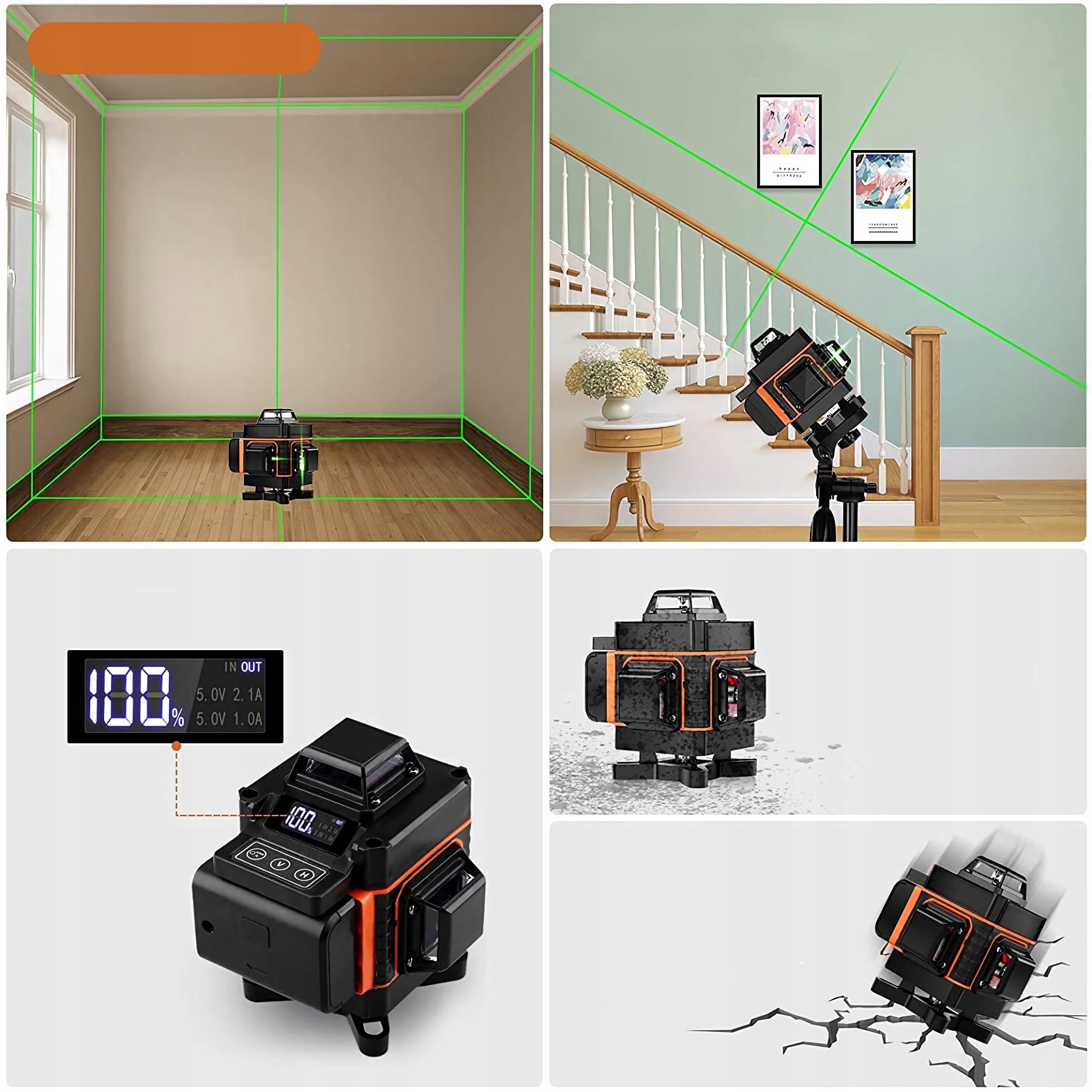 POZIOMICA LASEROWAR 16LINII 4D 360°+ 2*AKU. Liczba wiązek lasera 16