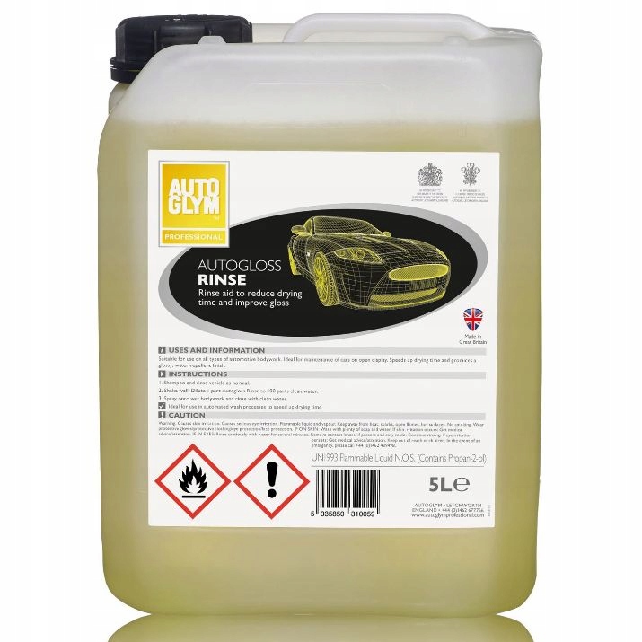 Autoglym Autogloss Rinse 5L – mokrý vosk urýchľujúci vysúšanie