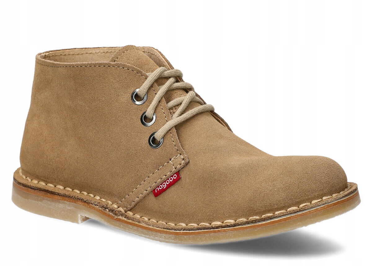 Dámské Kožené Boty Béžový Velur Nagaba 082 Pohodlné, Polské 40