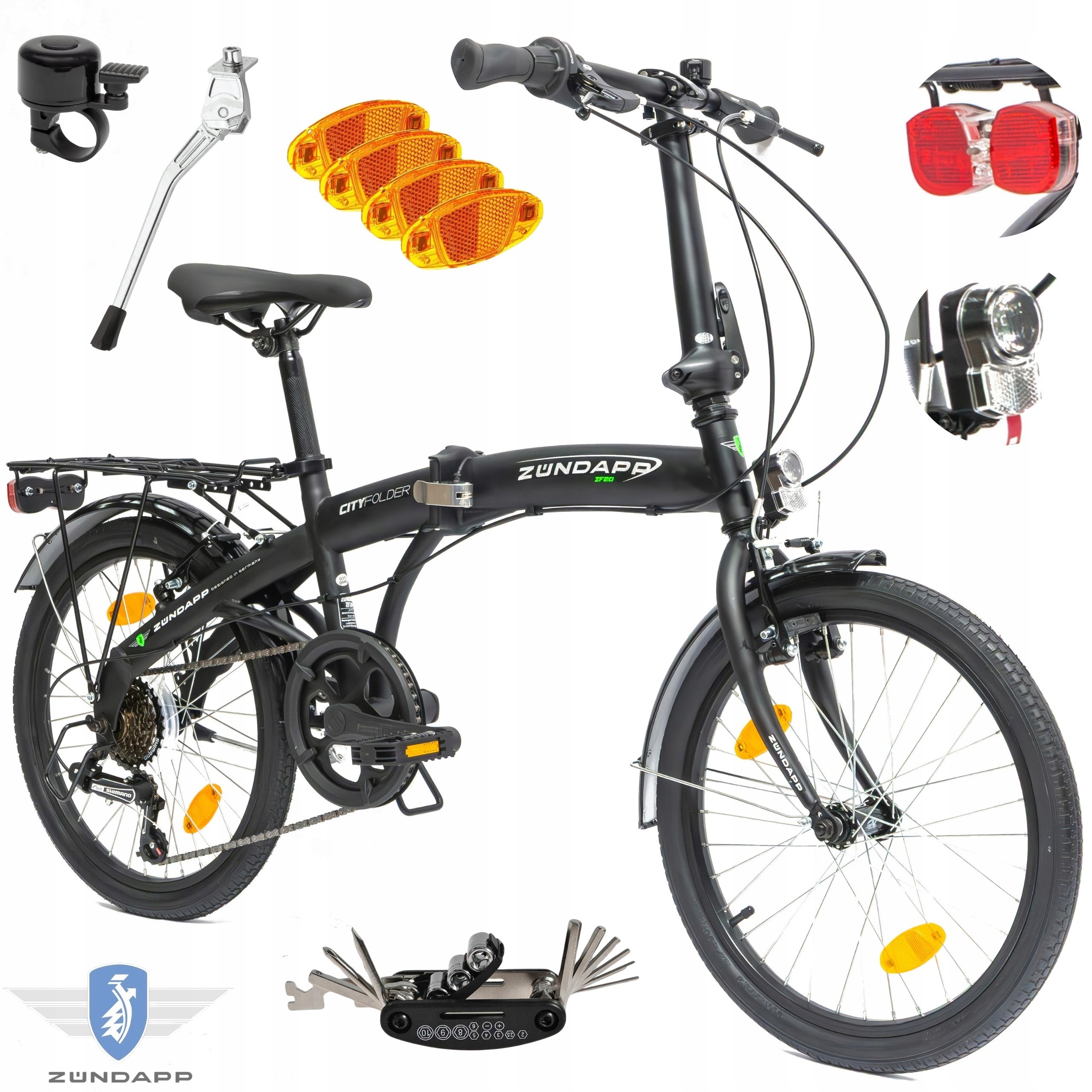 Dámské skládací pánské kolo 20 Skládací Shimano Kufr Osvětlení