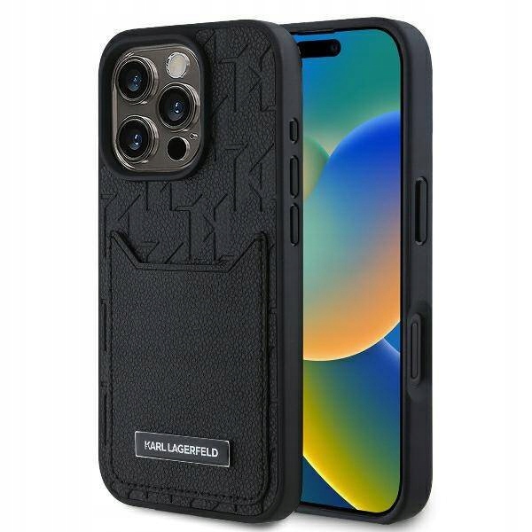 Karl Lagerfeld pro iPhone 16 Pro Max 6.9" černý/černý Cardslots Monogram