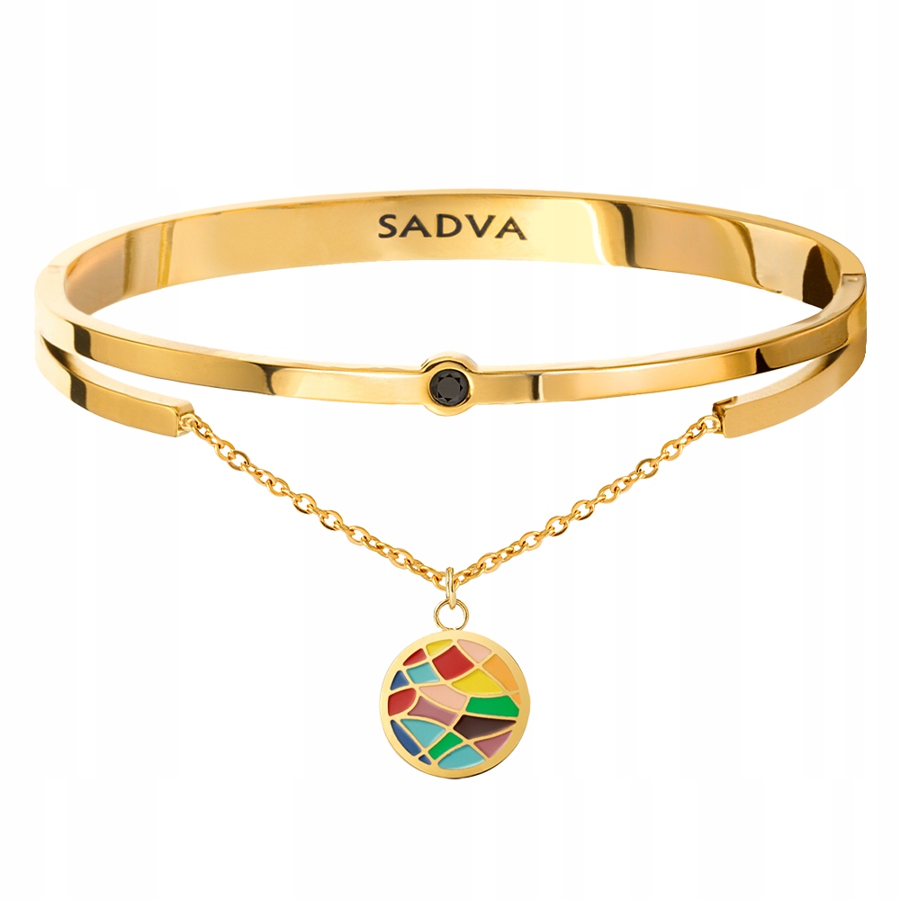Bransoletka Sztywna z Zawieszką Geo Color 20 cm Stal Szlachetna Sadva