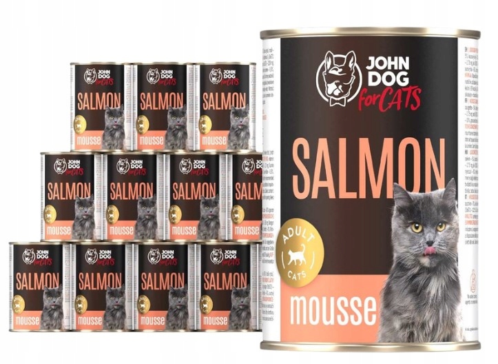 Monobiałkowa karma mokra dla kota łosoś John Dog For Cats 12 x 400 g