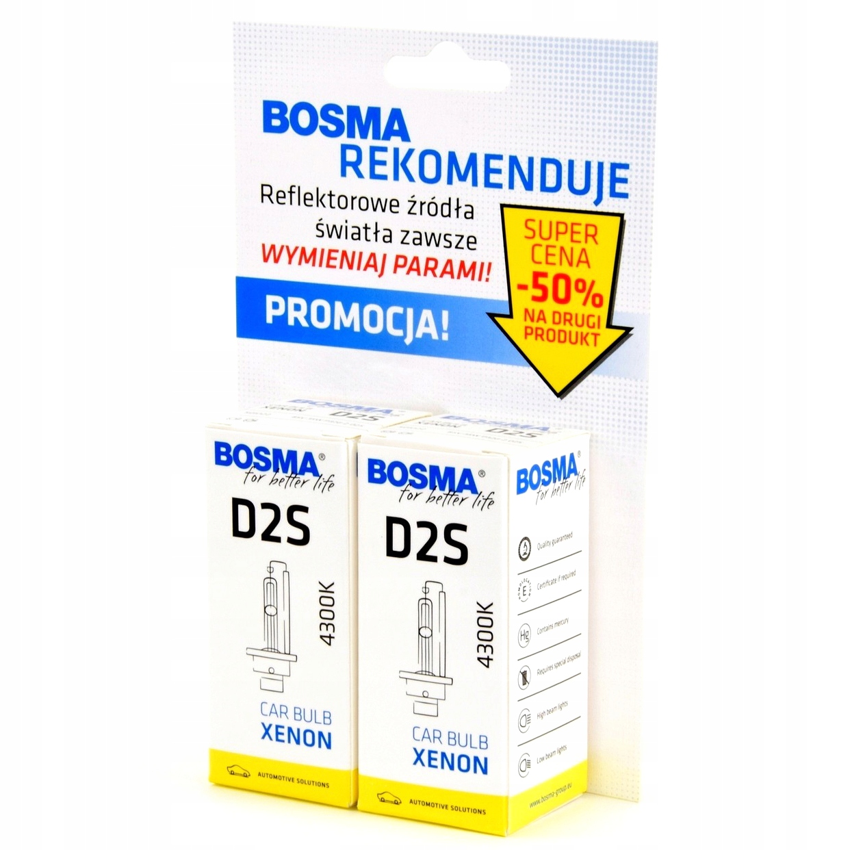 

Bosma Xenon D2S 4300K 85V 35W P32d-2 Duo Pak 6791D