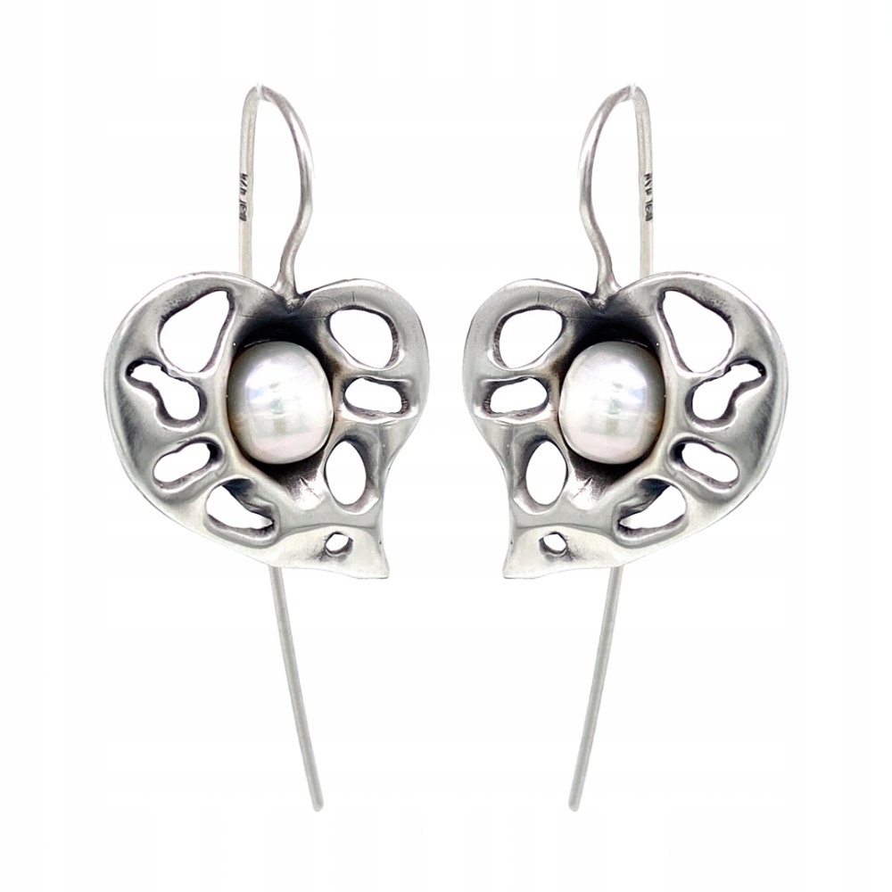 Stříbrné náušnice 925 ruční práce Filodendron Perla