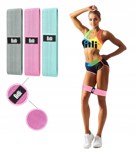 ZESTAW 3 GUMY OPOROWE DO ĆWICZEŃ MATERIAŁOWE HIP BAND MOCNE TAŚMY FITNESS Marka Fitli
