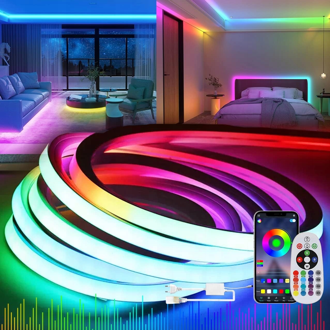 Led pásik 30 m Rgb s diaľkovým ovládaním a funkciou stmievania Ksibnw