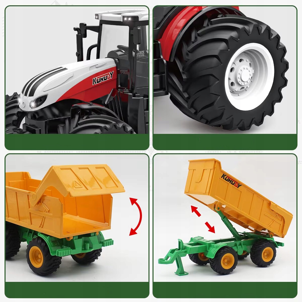 DUŻY TRAKTOR ZDALNIE STEROWANY CIĄGNIK Z PRZYCZEPĄ RC PILOT Materiał guma plastik